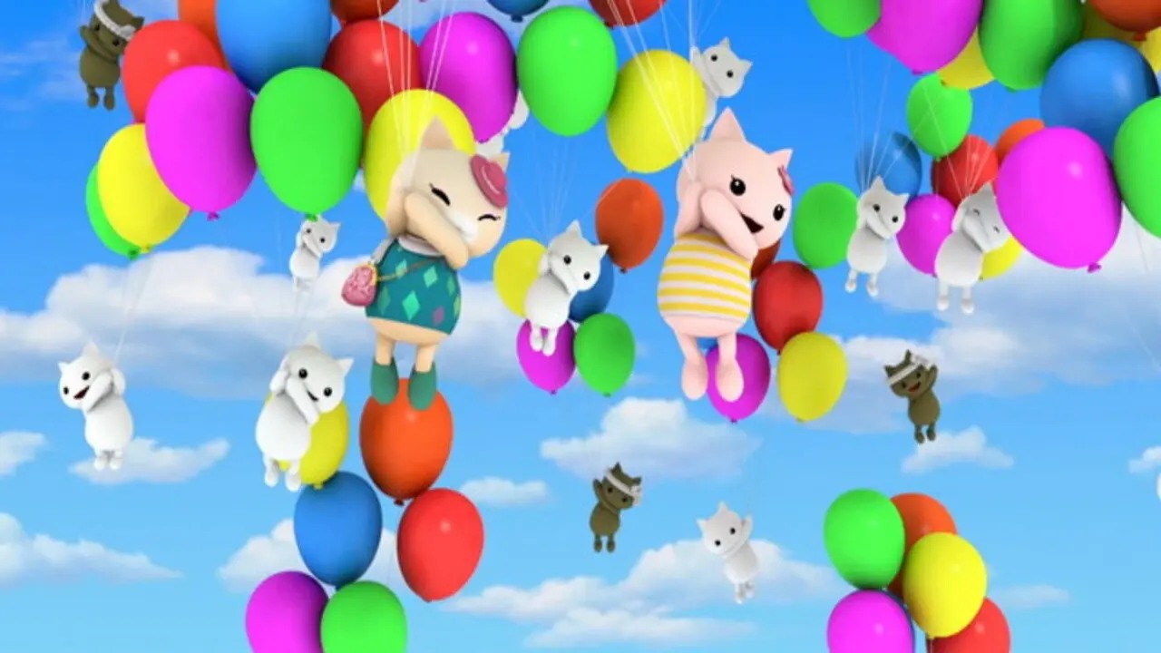 Nyanko on the Star Island backdrop