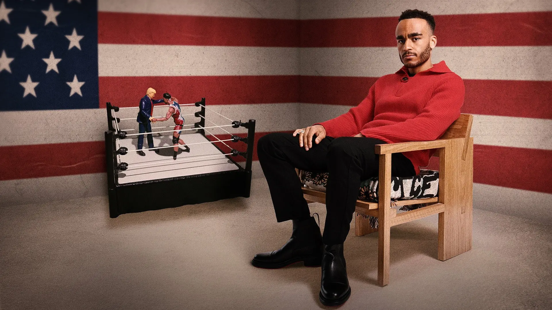 Wrestling with Trump backdrop