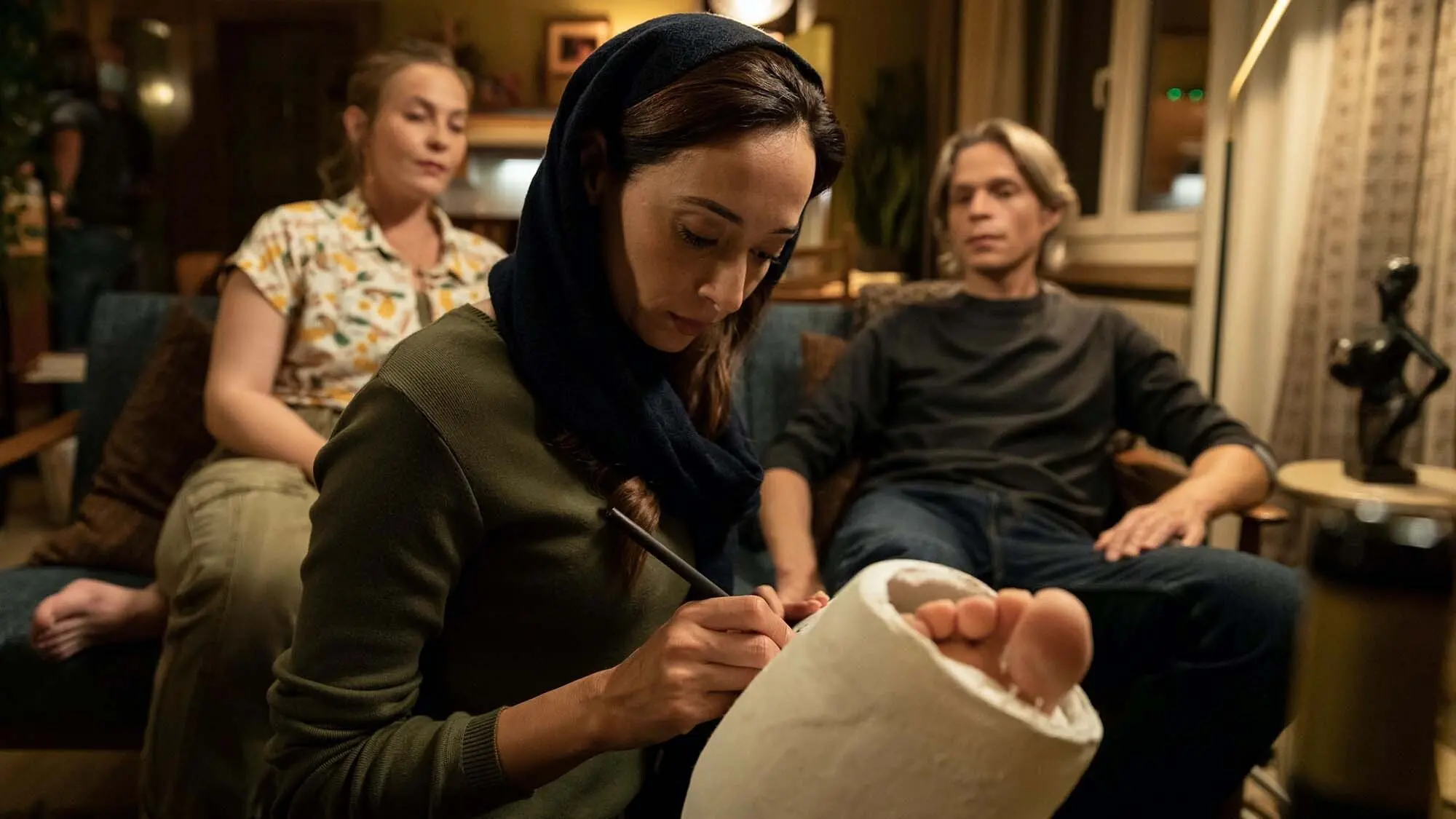 A temporary story backdrop