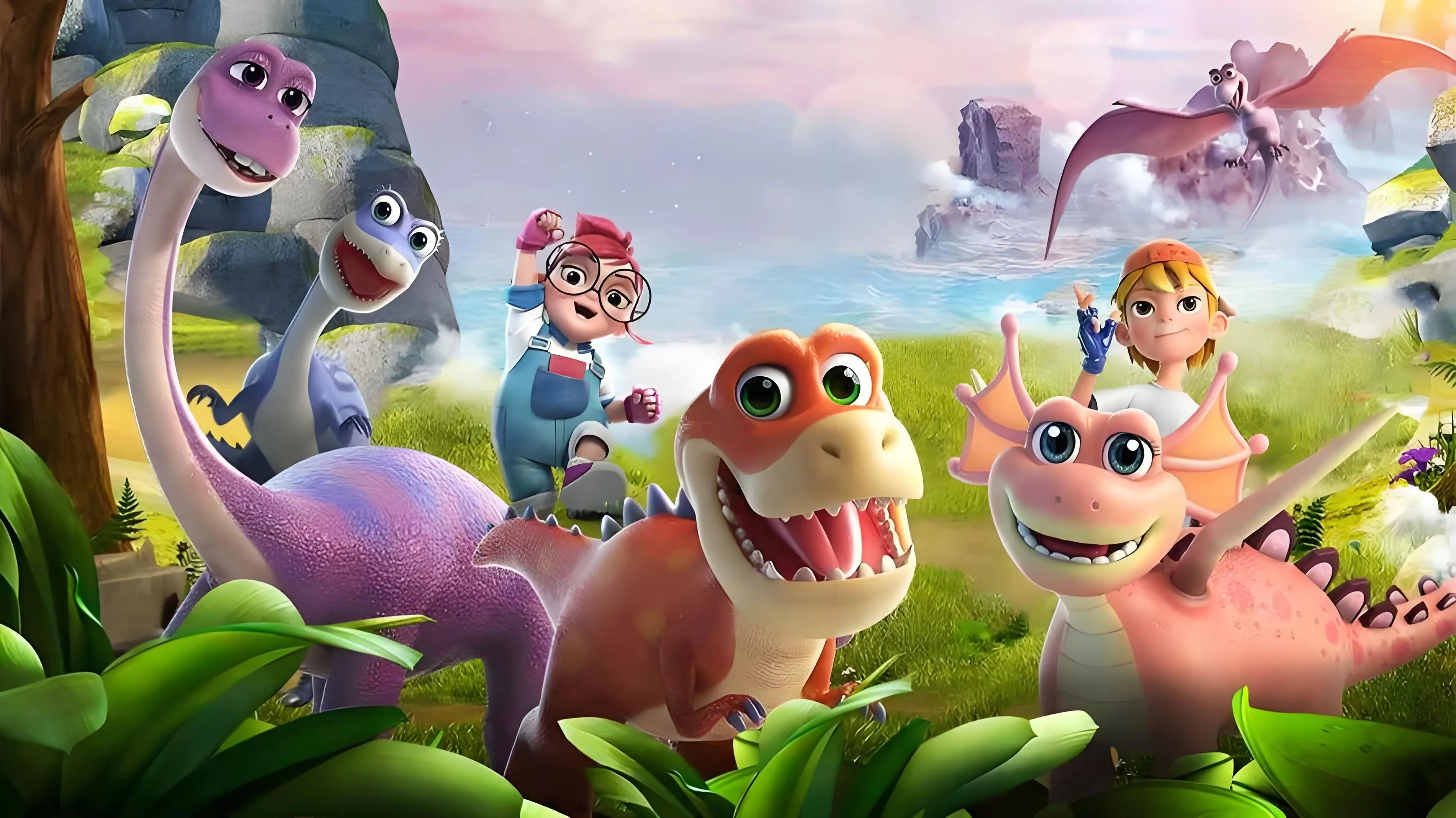 Time-travelling Dinosaur Knights backdrop